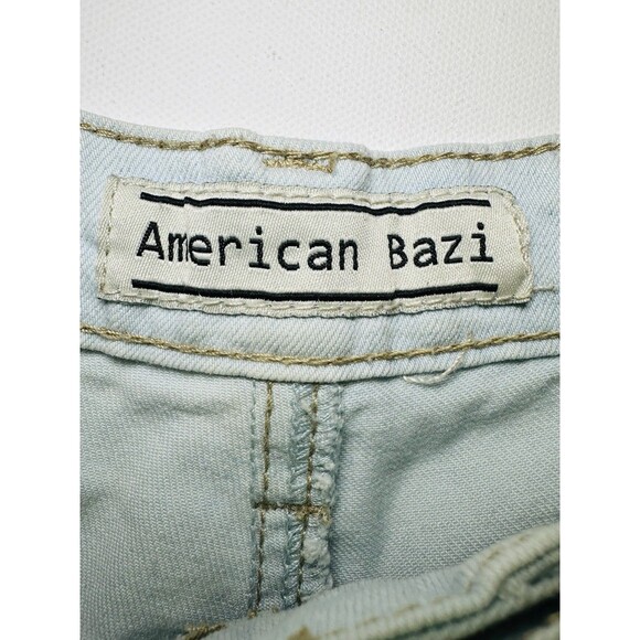 American Bazi Crop Flare‎ Hippie Retro Light Blue Jeans Women's SMALL - Picture 7 of 11